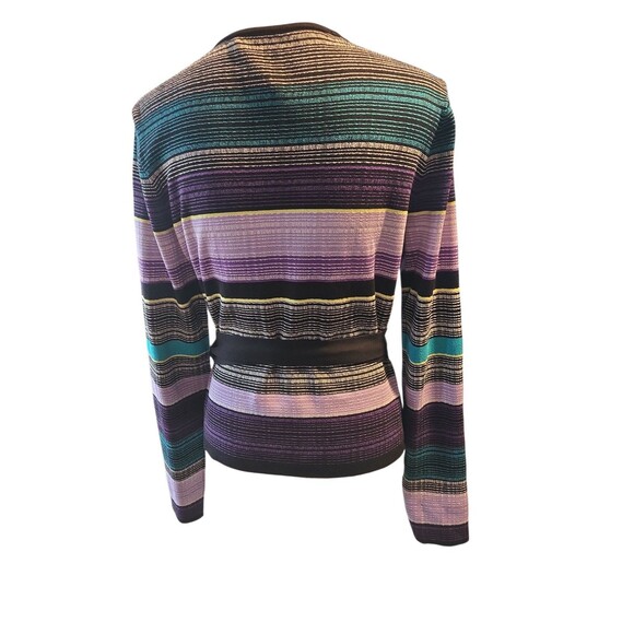 Diane Von Furstenberg silk blend Multicolor Striped Balerina Wrap Sweater Large - Picture 3 of 9